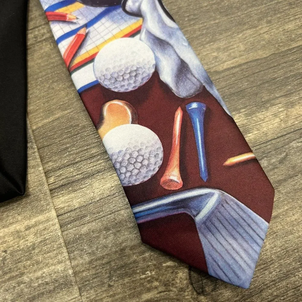 Vintage RALPH MARLIN Men's 100% Polyester Golf‎ Necktie Tie Made In USA